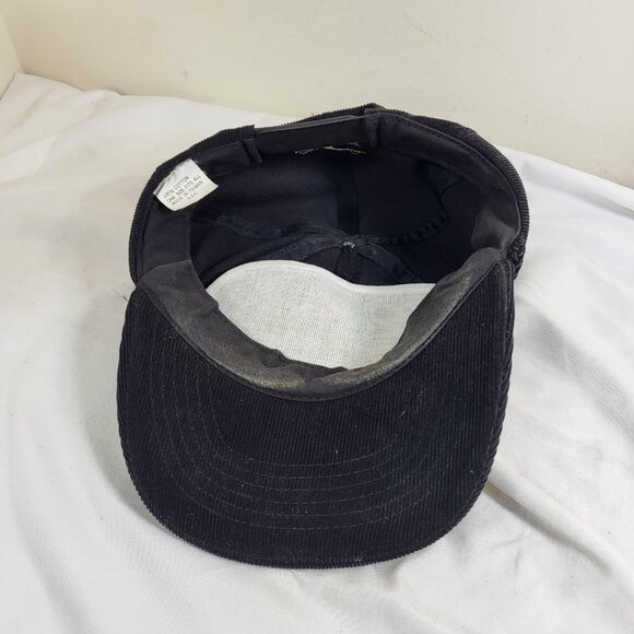 AKZO NOBEL Hat Snapback Baseball Vintage 90s Cap CORDUROY Dad Trucker Black - Picture 8 of 12